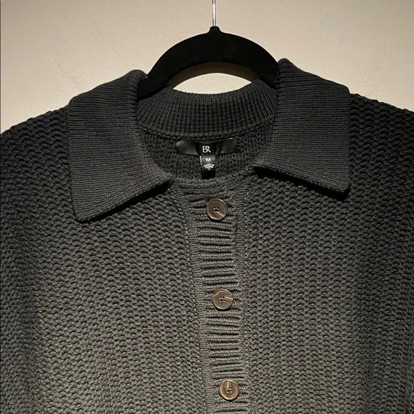 NWOT Banana Republic Black 100% Cotton Knit Cropped Cardigan - Picture 4 of 7